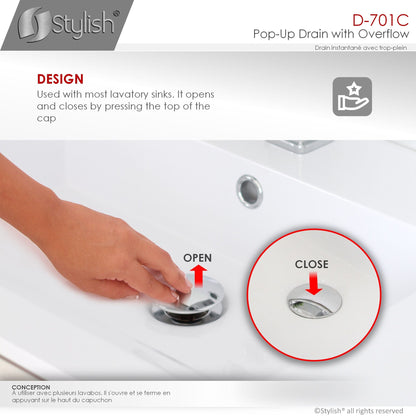 Stylish Pop-Up Drain with Overflow D-701C