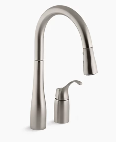 Kohler Simplice Two-hole Kitchen Sink Faucet With 16-1/8" Pull-down Swing Spout, Docknetik Magnetic Docking System, and a 3-function Sprayhead Featuring Sweep Spray - Vibrant Stainless