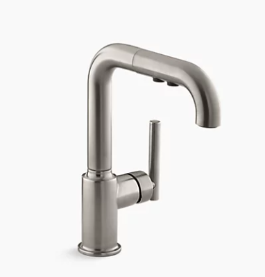 Kohler Purist Single-hole Kitchen Sink Faucet With 7" Pull-out Spout - Vibrant Stainless