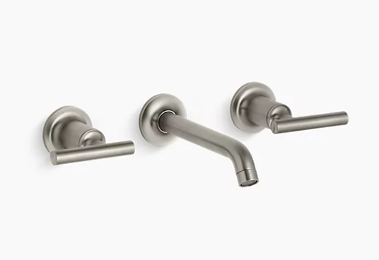 Kohler Purist Widespread Wall-mount Bathroom Sink Faucet Trim With 6-1/4" Spout and Lever Handles, Requires Valve - Vibrant Brushed Nickel