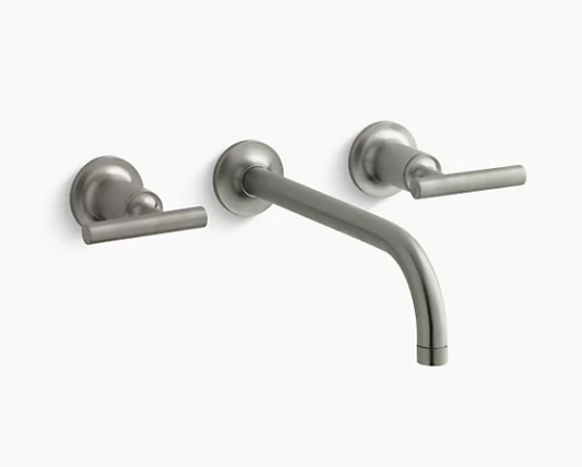 Kohler Purist Wall-mount Bathroom Sink Faucet Trim With 9", 90-degree Angle Spout and Lever Handles, Requires Valve - Vibrant Brushed Nickel