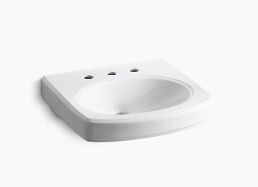 Kohler Pinoir 18" X 12" Bathroom Sink Basin With 8" Widespread Faucet Holes - White