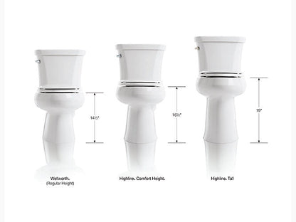 Kohler Highline Tall Two Piece Elongated 1.28 GPF Tall Height Toilet 19" Seat Height (Seat Sold Separately)