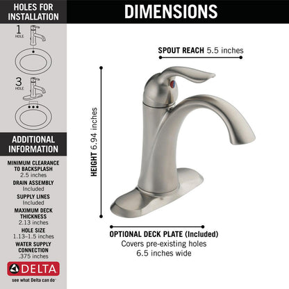 Delta LAHARA Single Handle Bathroom Faucet- Stainless