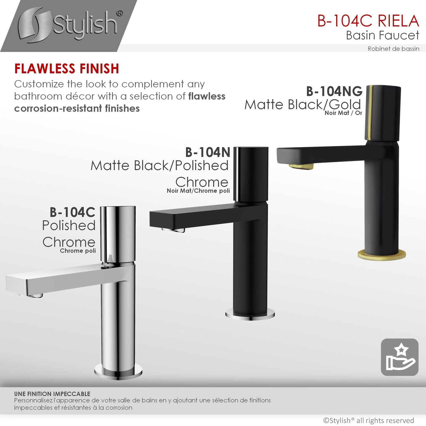 Stylish Riela 7" Single Handle Modern Bathroom Basin Faucet in Polished Chrome Finish B-104C
