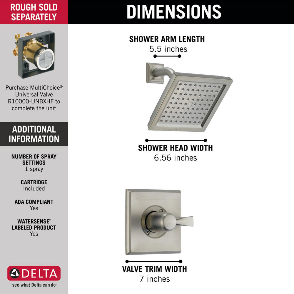 Delta DRYDEN Monitor 14 Series Shower Trim -Stainless Steel (Valve Sold Separately)