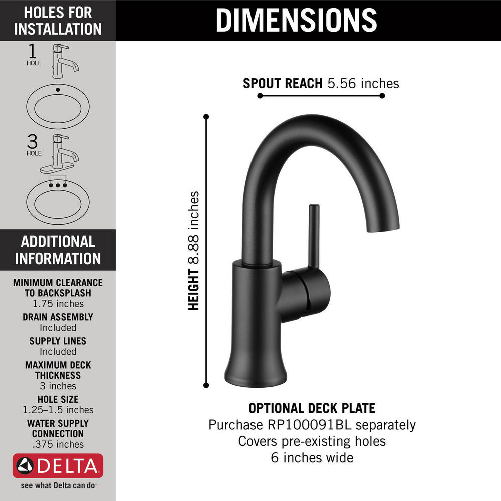 Delta TRINSIC Single Handle Bathroom Faucet- Matte Black