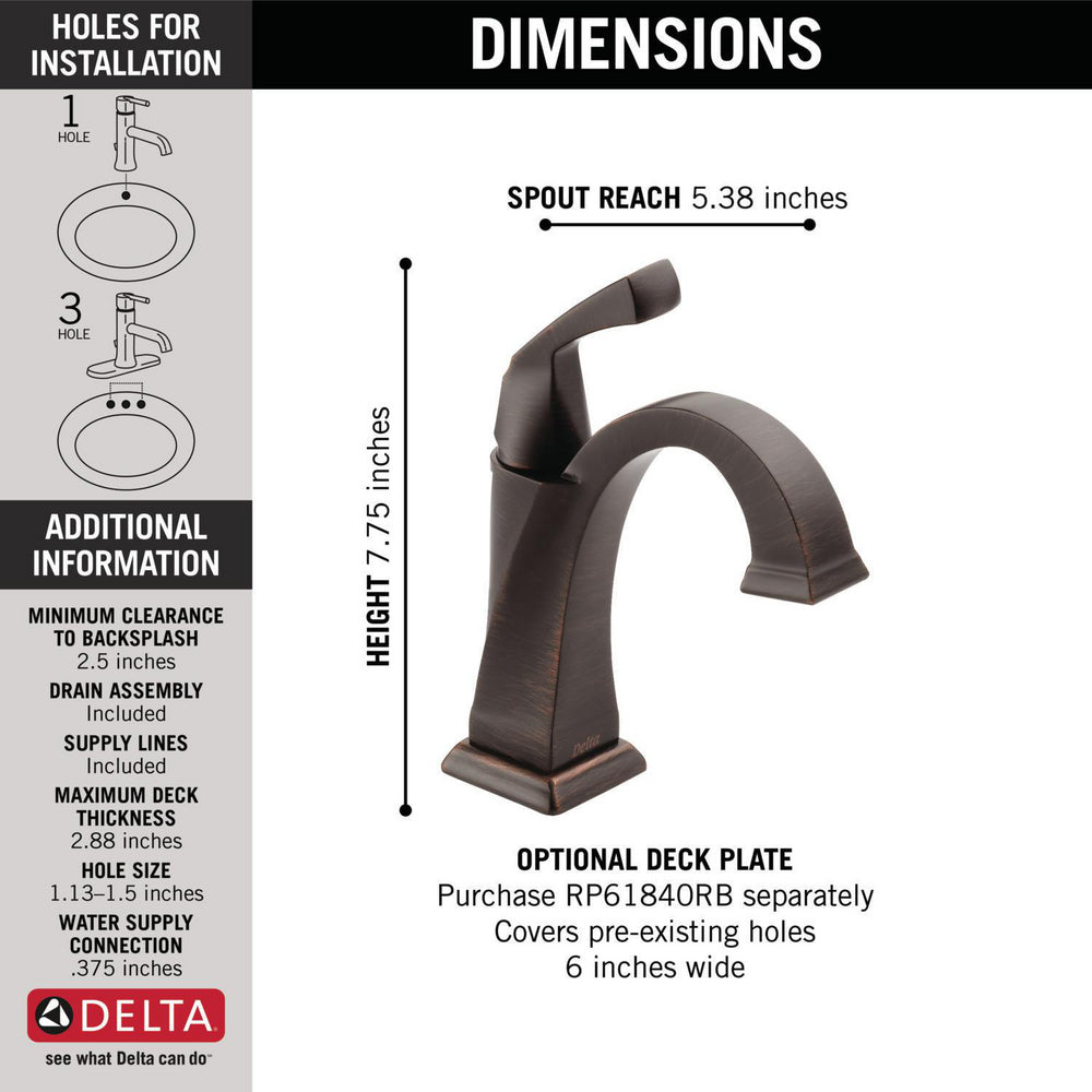 Delta DRYDEN Single Handle Bathroom Faucet- Venetian Bronze