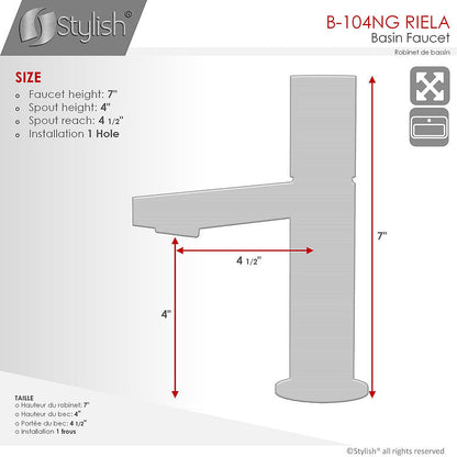 Stylish Single Handle Modern Bathroom Basin Sink Faucet in Matte Black with Gold accents Finish B-104NG