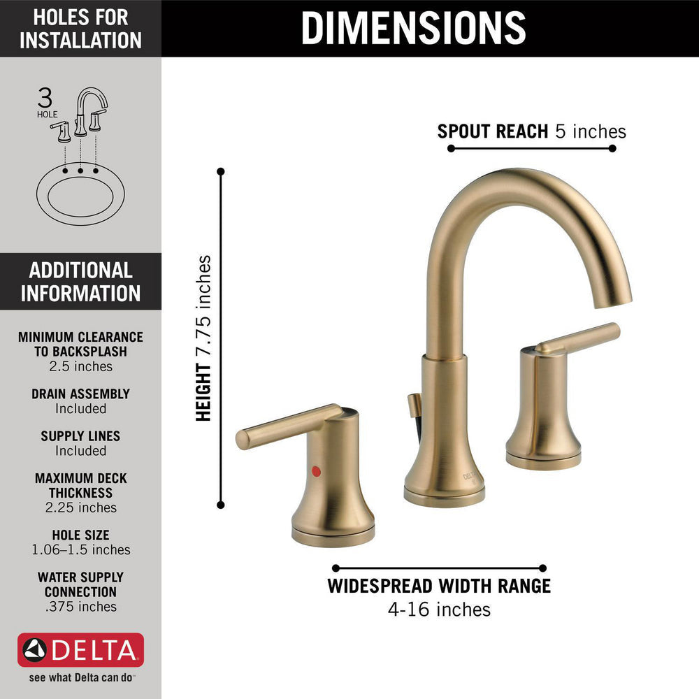 Delta TRINSIC Two Handle Widespread 3 Hole Bathroom Faucet