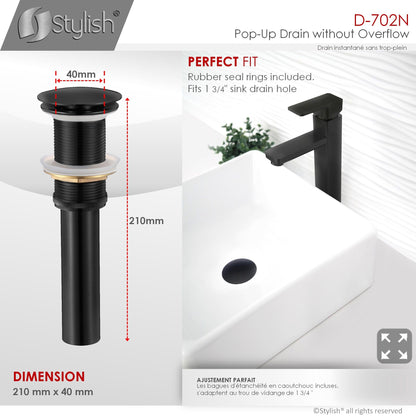 Stylish Pop-Up Drain with Overflow D-702N