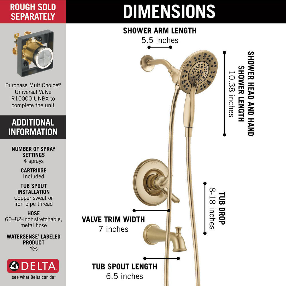 Delta LINDEN Monitor 17 Series Tub & Shower Trim with In2ition -Champagne Bronze (Valve Sold Seperately)