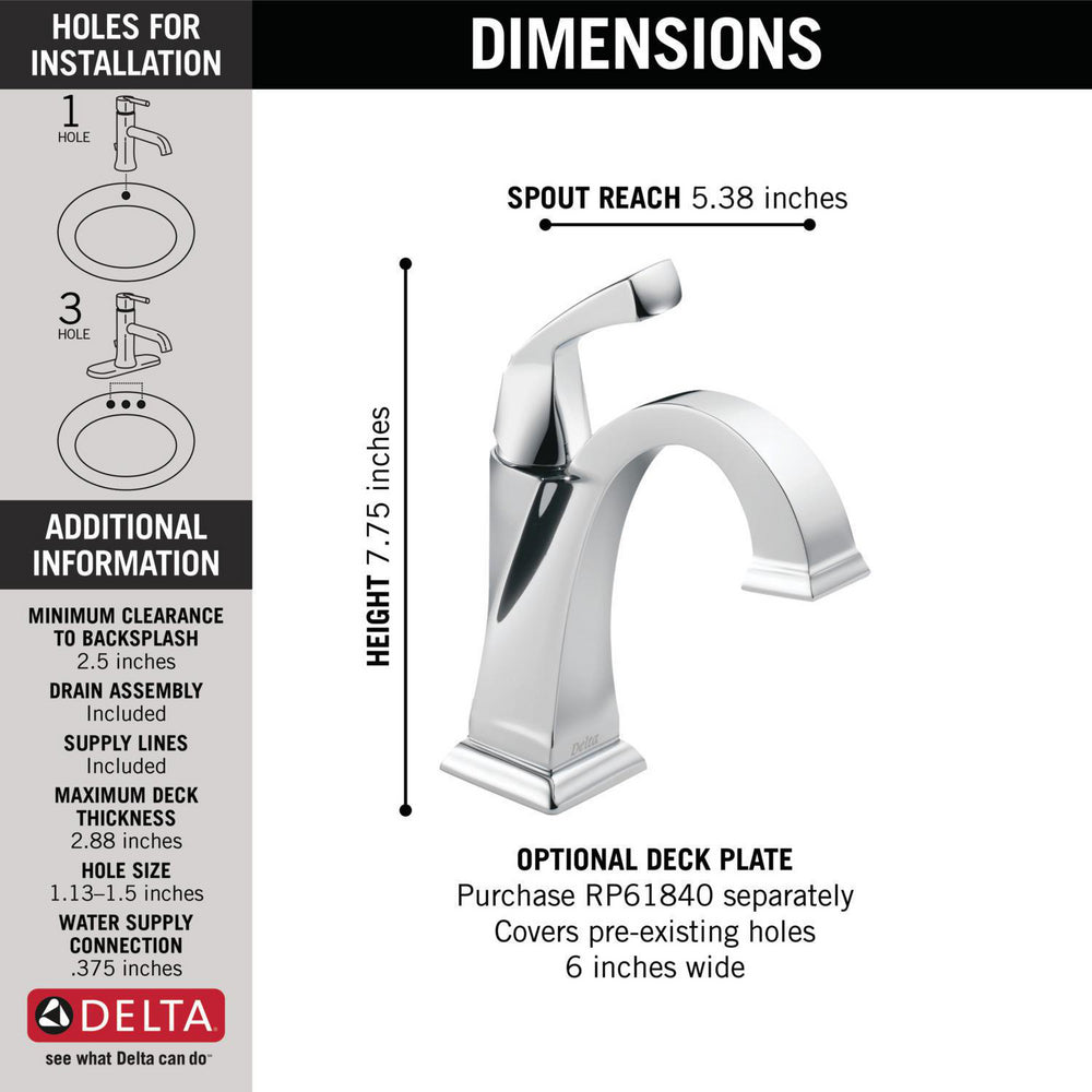 Delta DRYDEN Single Handle Bathroom Faucet