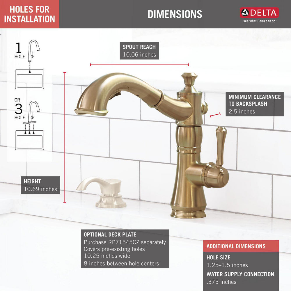 Delta CASSIDY Single Handle Pull-Out Kitchen Faucet- Champagne Bronze