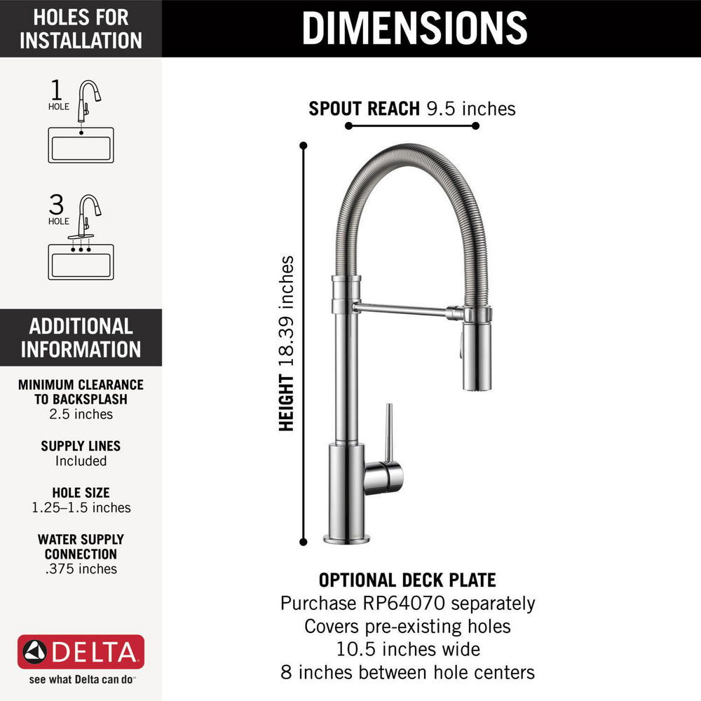 Delta TRINSIC PRO Single Handle Pull-Down Kitchen Faucet With Spring Spout