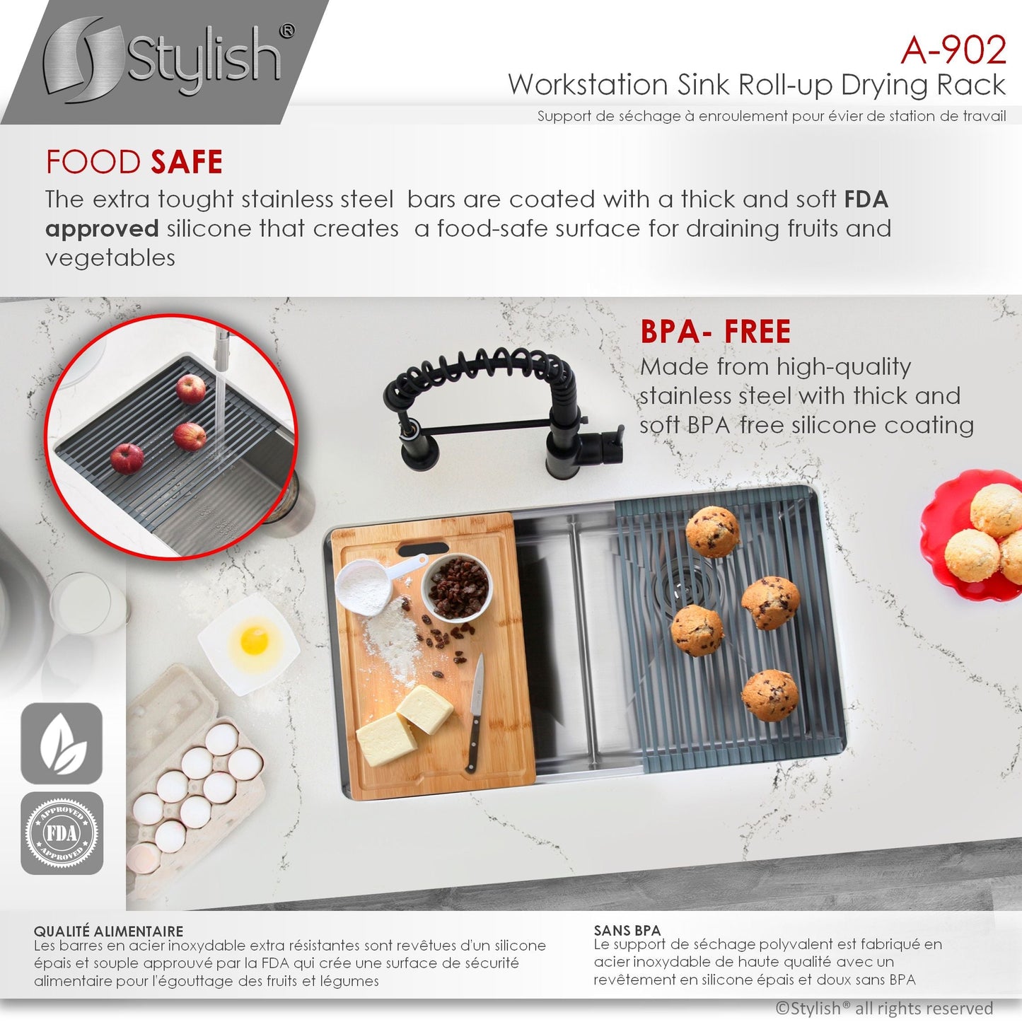 Stylish Workstation Roll-up Drying Rack A-902DG