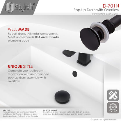 Stylish Pop-Up Drain with Overflow D-701N