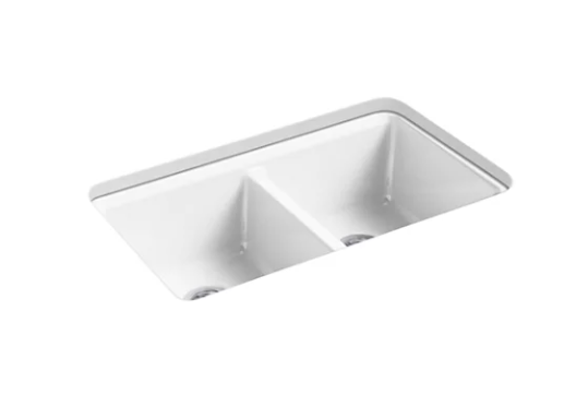 Kohler Riverby33" X 22" X 9-5/8" Undermount Double-equal Workstation Kitchen Sink With Accessories and 5 Oversized Faucet Holes