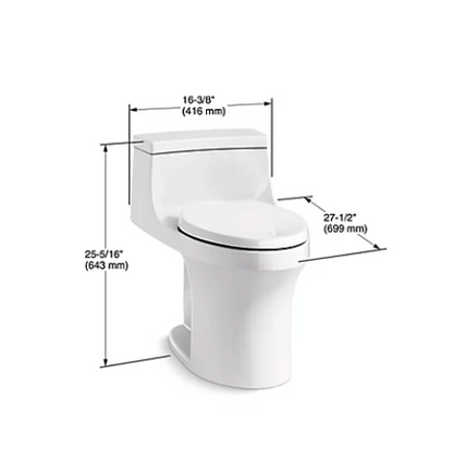 Kohler San Souci Comfort Height One-piece Compact Elongated 1.28 gpf Chair Height Toilet With Right-hand Trip Lever, and Quiet-close Seat