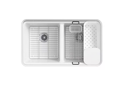 Kohler Riverby33" X 22" X 9-5/8" Undermount Double-equal Workstation Kitchen Sink With Accessories and 5 Oversized Faucet Holes