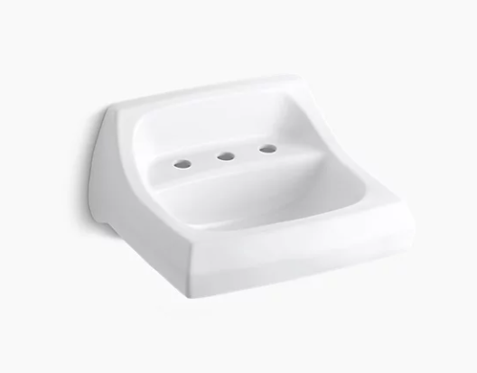 Kohler Kingston 21-1/4" X 18-1/8" Wall-mount/concealed Arm Carrier Bathroom Sink With Widespread Faucet Holes - White