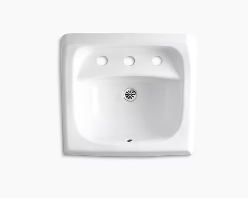 Kohler Kingston 21-1/4" X 18-1/8" Wall-mount/concealed Arm Carrier Bathroom Sink With Widespread Faucet Holes - White