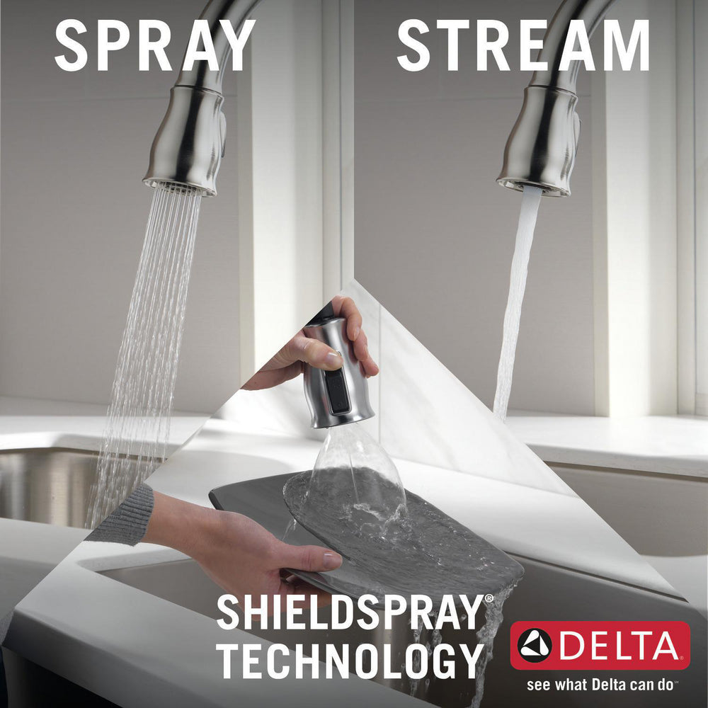 Delta LELAND Single Handle Pull-Down Kitchen Faucet with Touch2O and ShieldSpray Technologies- Spotshield Stainless