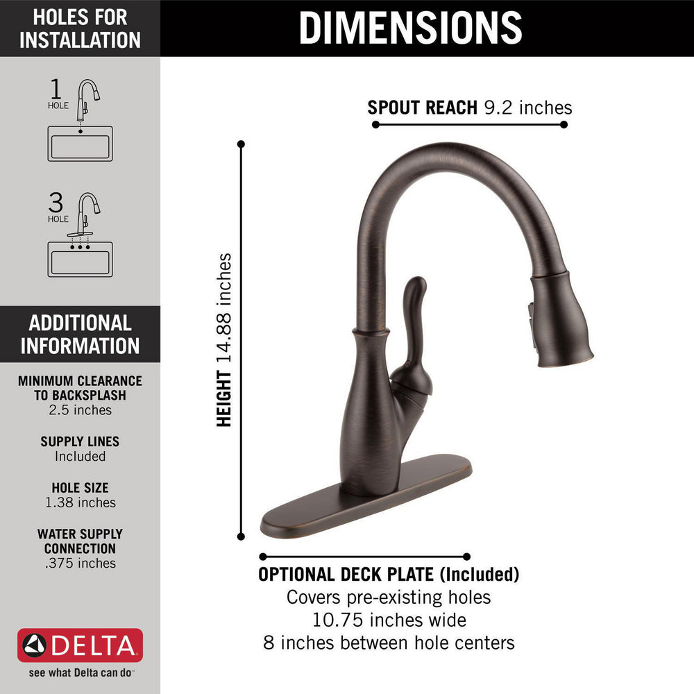Delta LELAND Single Handle Pull-Down Kitchen Faucet with ShieldSpray Technology- Venetian Bronze