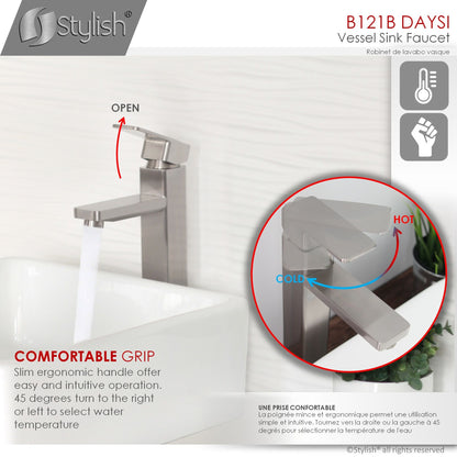 Stylish Daysi Brushed Nickel 12" Single-Hole Vessel Sink Bathroom Faucet B-121B