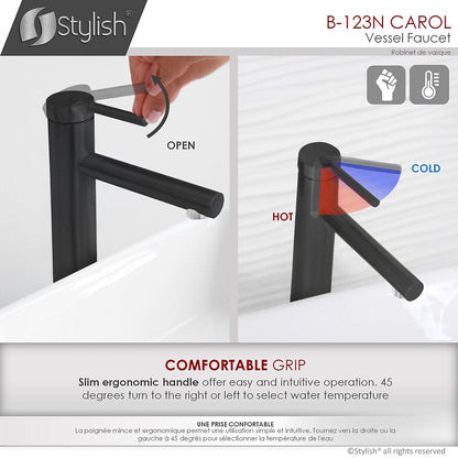 Stylish Stylish Carol Bathroom Faucet Single Handle Matte Black Finish B-123N