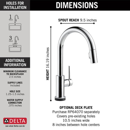 Delta TRINSIC Single Handle Pull-Down Kitchen Faucet with Touch2O Technology- Chrome
