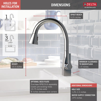 Delta MATEO Single Handle Pull-Down Kitchen Faucet with ShieldSpray Technology- Chrome