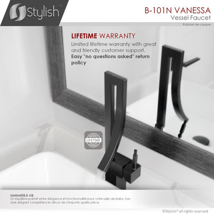 Stylish Vanessa 17.5" Bathroom Faucet Single Handle Matte Black Finish B-101N