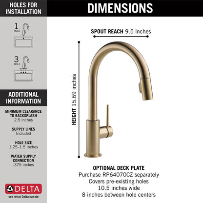 Delta TRINSIC Single Handle Pull-Down Kitchen Faucet- Champagne Bronze
