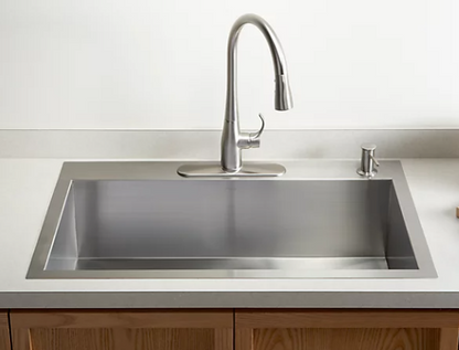 Kohler Vault 33" X 22" X 9-5/16" Top-mount/undermount Large Single-bowl Kitchen Sink With 4 Faucet Holes