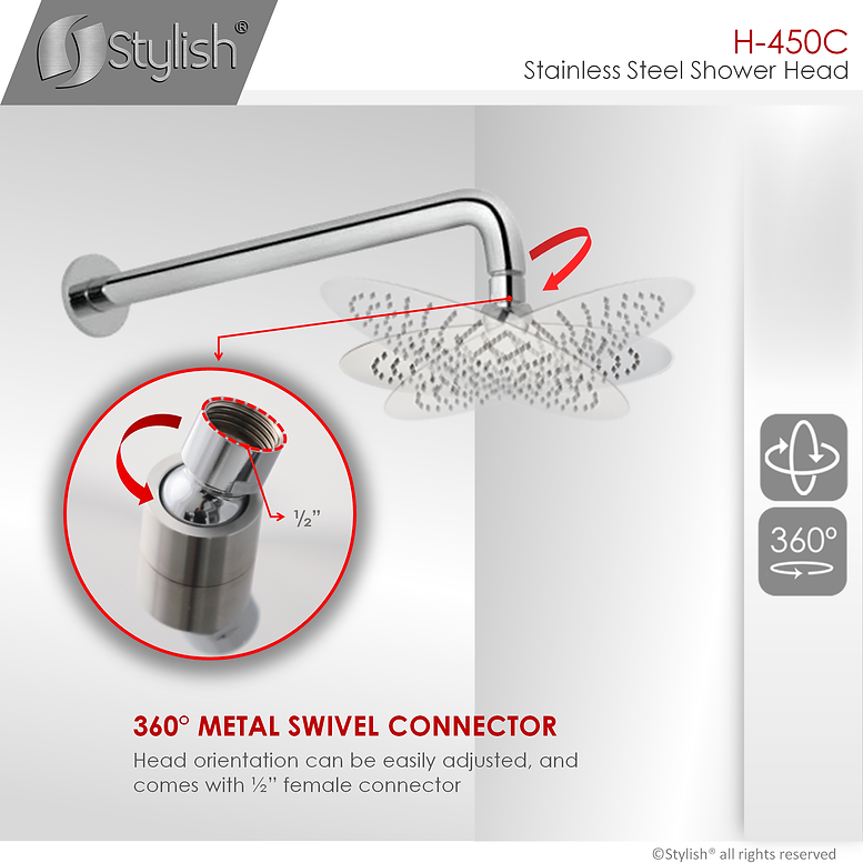 Stylish 8" Round Shower Head H-450C
