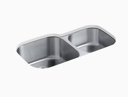 Kohler Undertone Preserve 35-1/8" X 20-1/8" X 9-3/4" Undermount Extra Large/medium Double-bowl Kitchen Sink