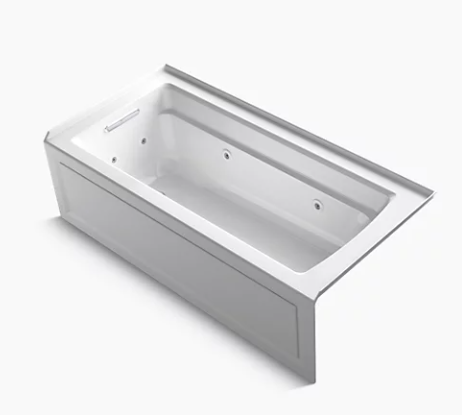 Kohler Archer 66" x 32" integral apron whirlpool with integral flange and left-hand drain - White