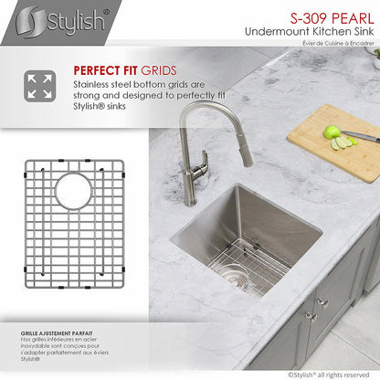 Stylish Pearl 16" x 18" Single Bowl Undermount Stainless Steel Kitchen Bar Sink S-309XG