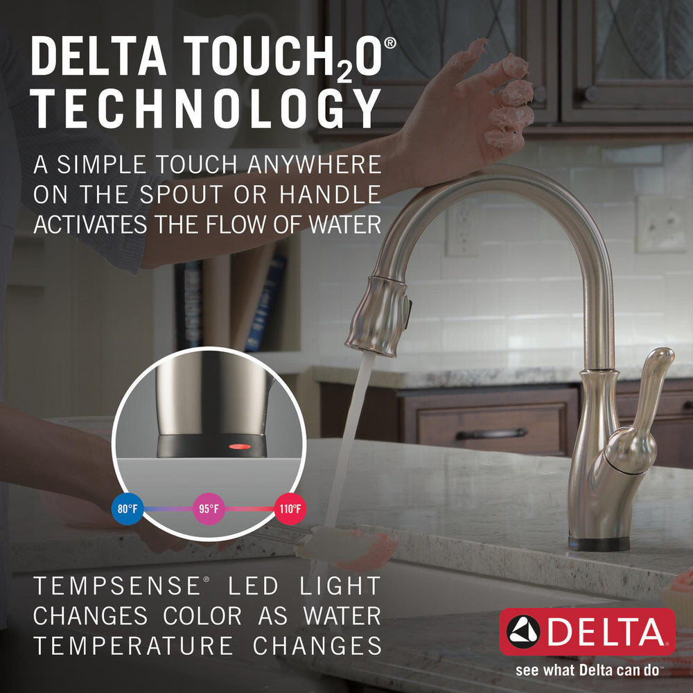 Delta LELAND Single Handle Pull-Down Kitchen Faucet with Touch2O and ShieldSpray Technologies- Spotshield Stainless