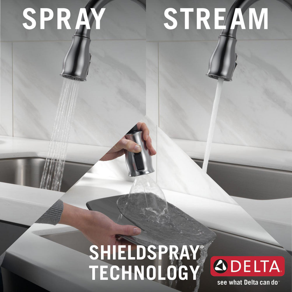 Delta LELAND Single Handle Pull-Down Kitchen Faucet with ShieldSpray Technology- Arctic Stainless