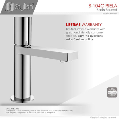 Stylish Riela 7" Single Handle Modern Bathroom Basin Faucet in Polished Chrome Finish B-104C