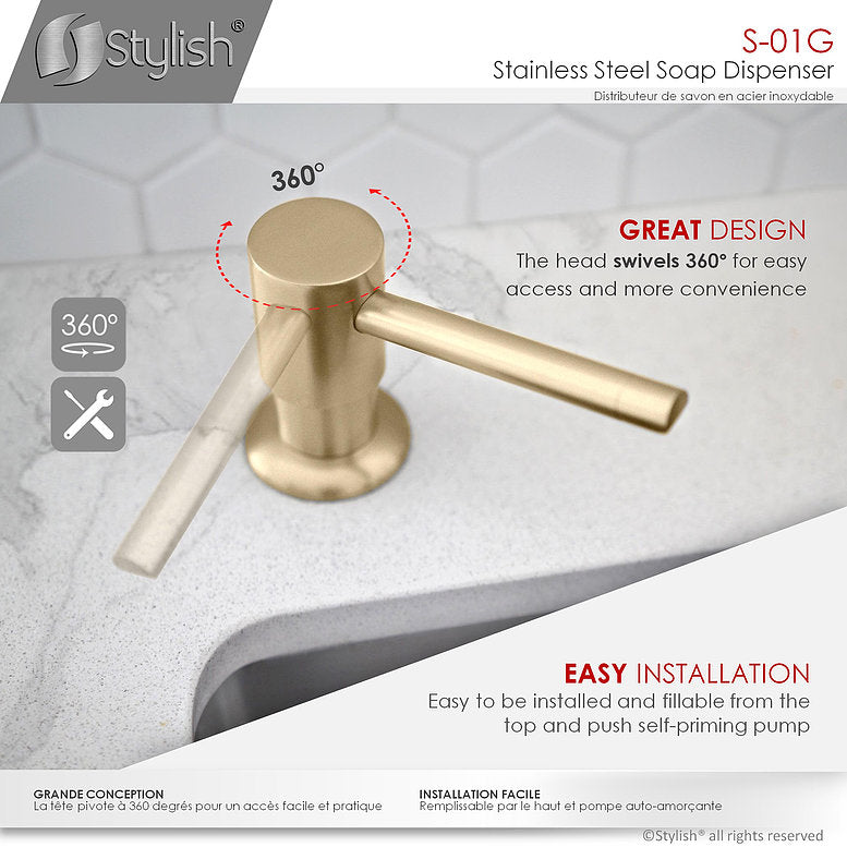 Stylish Stainless Steel Soap Dispenser Pump Liquid Hand Lotion Dispenser S-01G