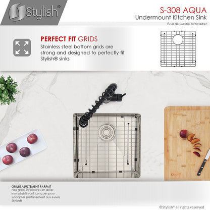 Stylish Aqua 19" x 18" Single Bowl Undermount Stainless Steel Kitchen Sink Laundry S-308XG