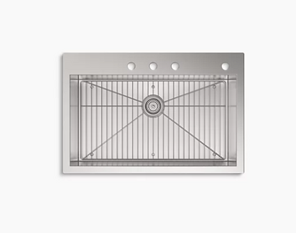 Kohler Vault 33" X 22" X 9-5/16" Top-mount/undermount Large Single-bowl Kitchen Sink With 4 Faucet Holes