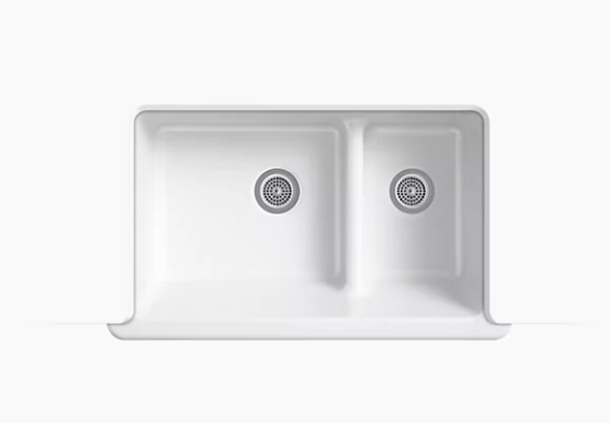 Kohler Whitehaven 35-11/16" X 21-9/16" X 9-5/8" Smart Divide Undermount Double-bowl Large/medium Farmhouse Kitchen Sink With Tall Apron