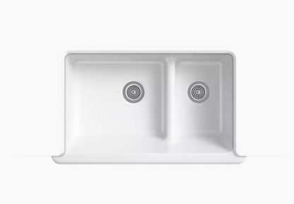 Kohler Whitehaven 35-11/16" X 21-9/16" X 9-5/8" Smart Divide Undermount Double-bowl Large/medium Farmhouse Kitchen Sink With Tall Apron