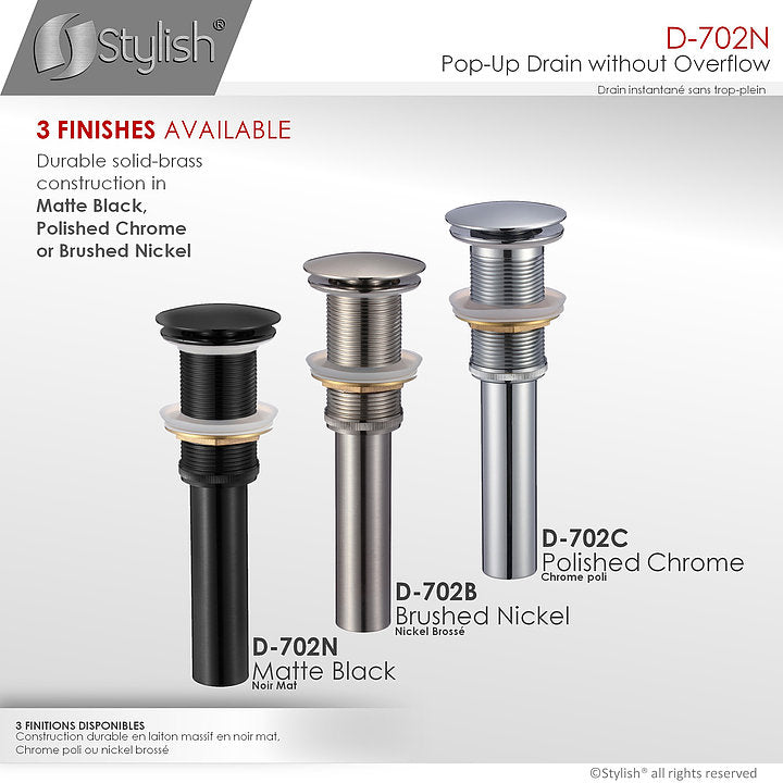 Stylish Pop-Up Drain with Overflow D-702N