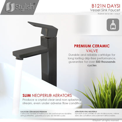 Stylish Daysi 12" Single Hole Single Handle Vessel Bathroom Faucet in Matte Black B-121N