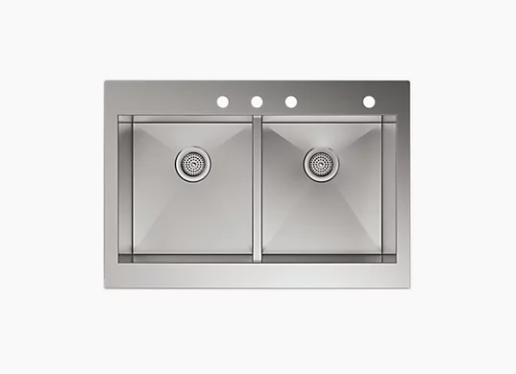 Kohler Vault 35-3/4" X 24-5/16" X 9-5/16" Top-mount Double-equal Stainless Steel Farmhouse Kitchen Sink for 36" Cabinet